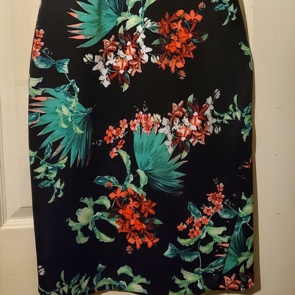New -Bold Elements Black/Green/Red Multi-colored Floral Dress - Picture 5 of 6